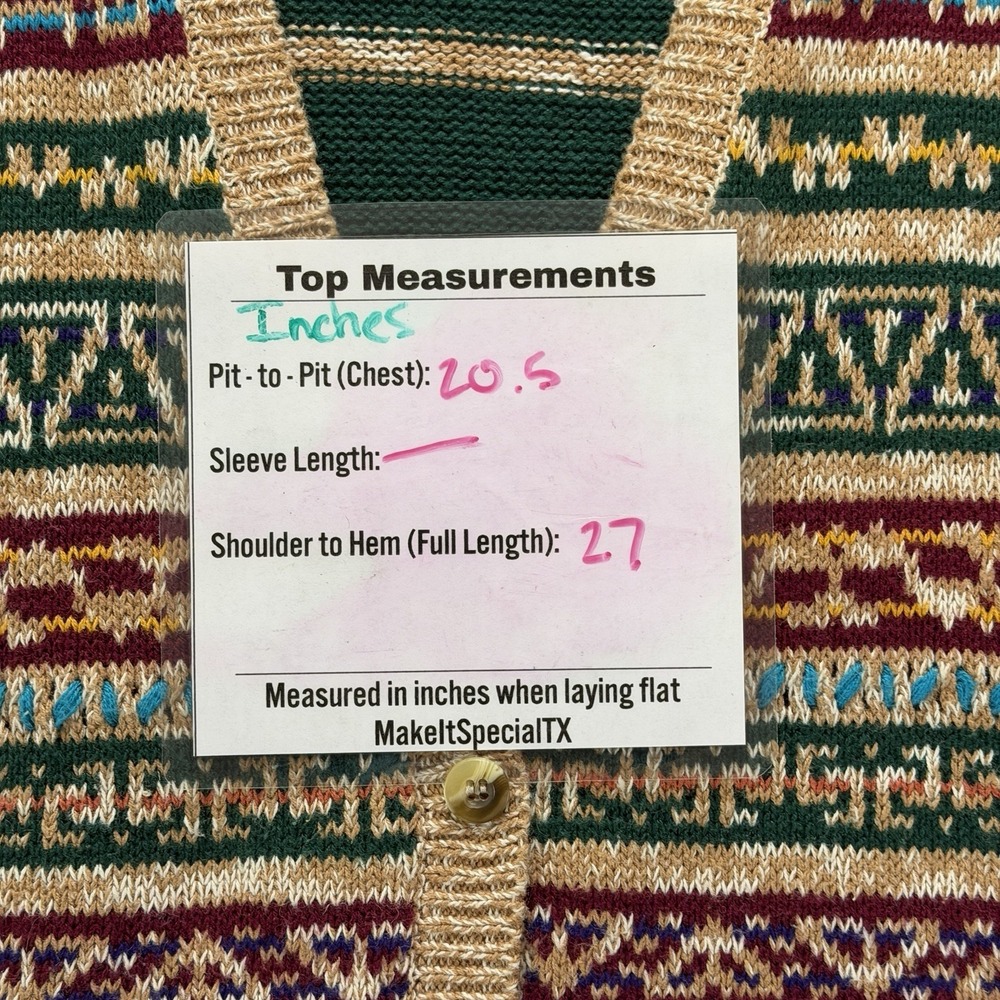 Aztec Southwestern Knit Sweater‎ Vest Women's Large 90s Boho Fringe Napa Valley - Picture 5 of 6